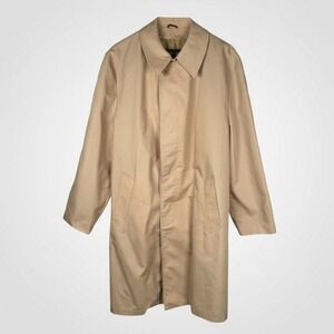 Vtg Sears The Mens Store Trench‎ Coat Mens 46R Beige Overcoat Outerwear Classic